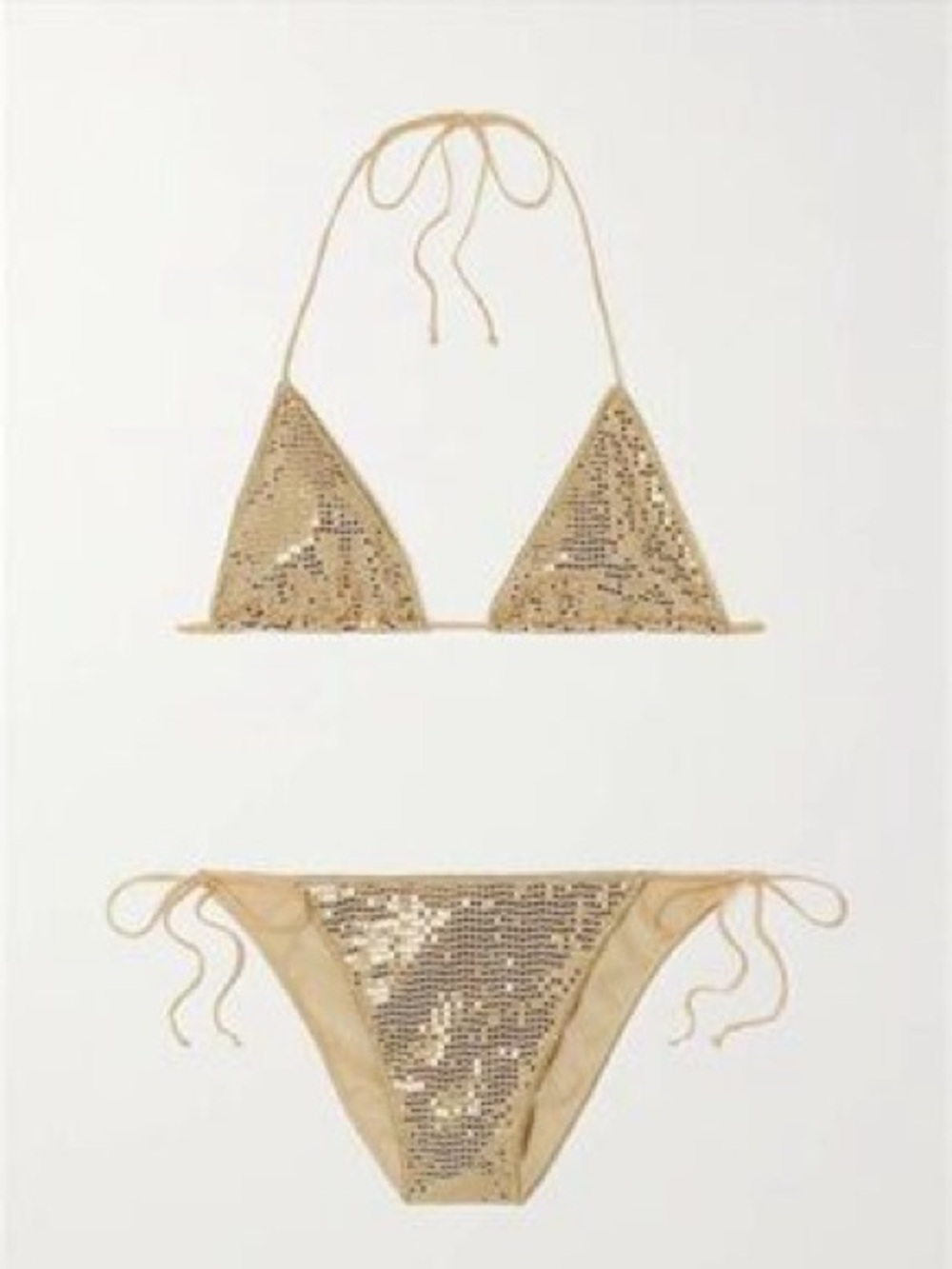 Oséree Disco Microkini Gold Sequin Triangle Bikini Set Size M NWT